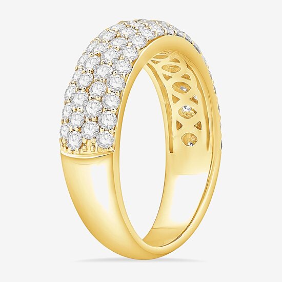 Micro Pave Womens 5.5MM 1 1/2 CT. T.W. Natural White Diamond 10K Gold Anniversary Wedding Band