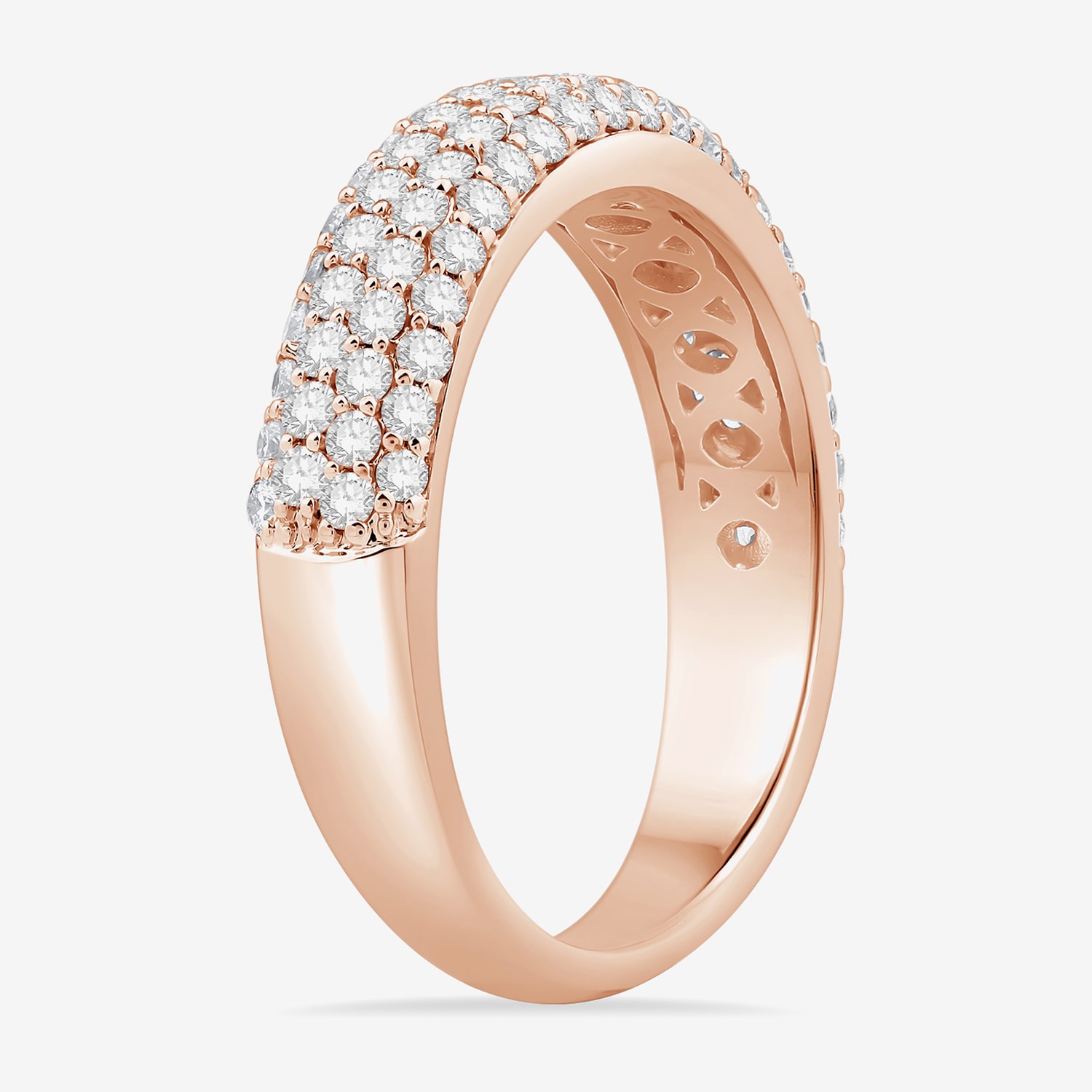 Micro Pave Womens 4MM 1 CT. T.W. Natural White Diamond 10K Gold Anniversary Wedding Band