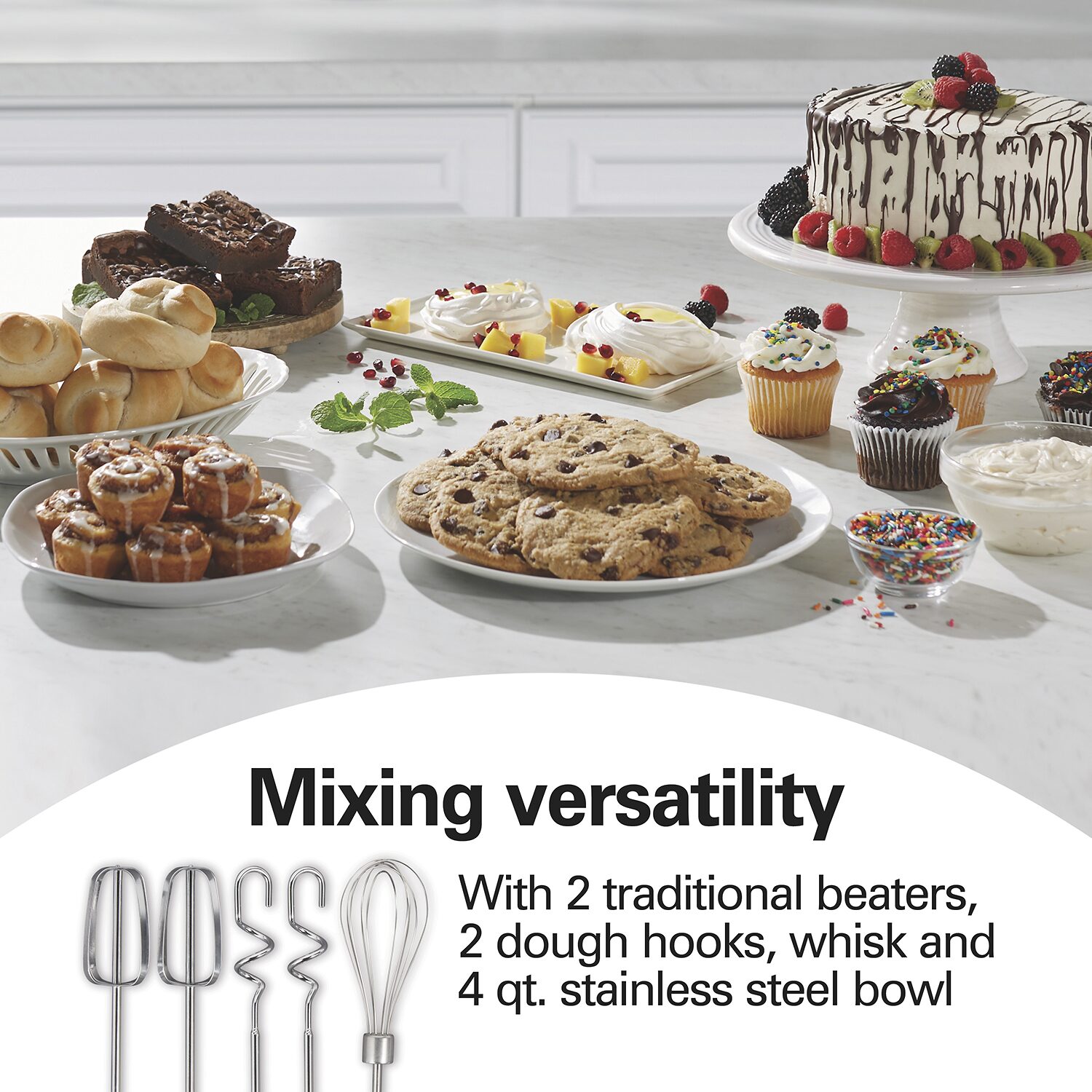Hamilton Beach Classic Hand Stand Mixer with 4 Qt Stainless Steel Bowl