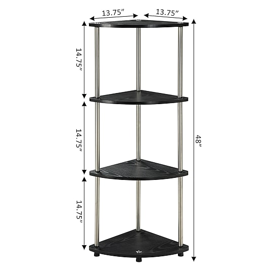 Convenience Concepts Designs2go No Tools 4-Shelf Corner Unit Bookshelf