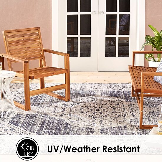 Nicole Miller Patio Sofia Magnolia Medallion Loomed Rectangular Outdoor Area Rug