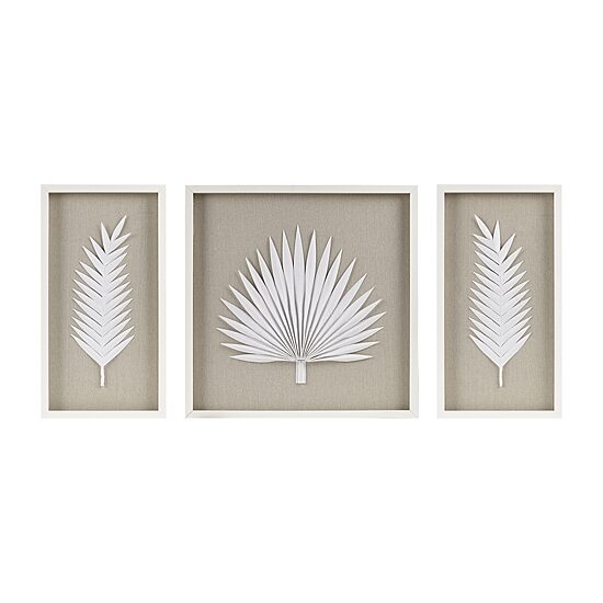 Madison Park Sabal Palm Rice Paper Shadow Box 3-pc. Wall Art Set