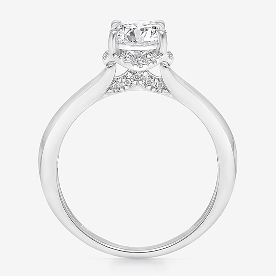 (I / I1) Womens 1 1/7 CT. T.W. Lab Grown White Diamond 10K Gold Round Halo Engagement Ring