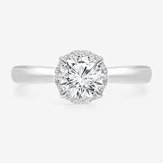 (I / I1) Womens 1 1/7 CT. T.W. Lab Grown White Diamond 10K Gold Round Halo Engagement Ring