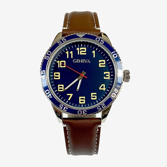Geneva Geneva Mens Brown Strap Watch Mac5152jc