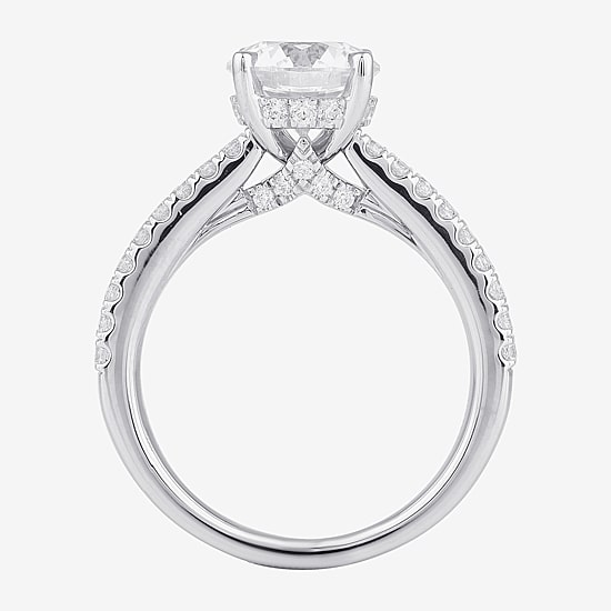 (H-I / SI1-SI2) Womens 2 1/2 CT. T.W. Lab Grown White Diamond 10K or 14K Gold Round Side Stone Engagement Ring