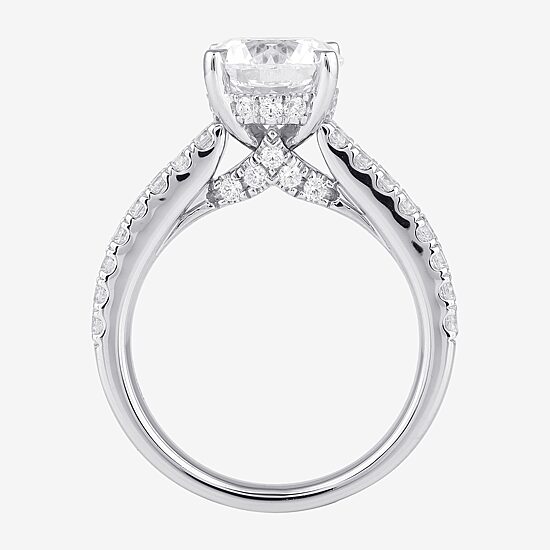 (H-I / SI1-SI2) Womens 3 CT. T.W. Lab Grown White Diamond 10K or 14K Gold Round Side Stone Engagement Ring