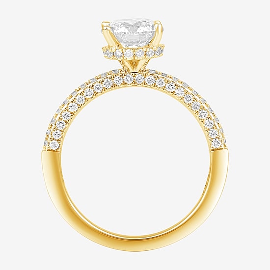 (H-I / SI1-SI2) Womens 2 CT. T.W. White Diamond 10K or 14K Gold Round Side Stone Engagement Ring