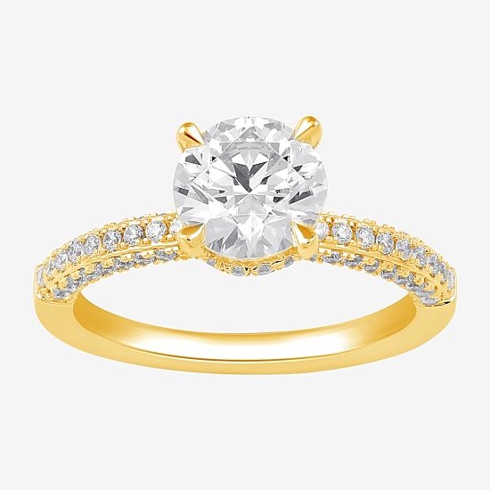 (H-I / SI1-SI2) Womens 2 CT. T.W. White Diamond 10K or 14K Gold Round Side Stone Engagement Ring