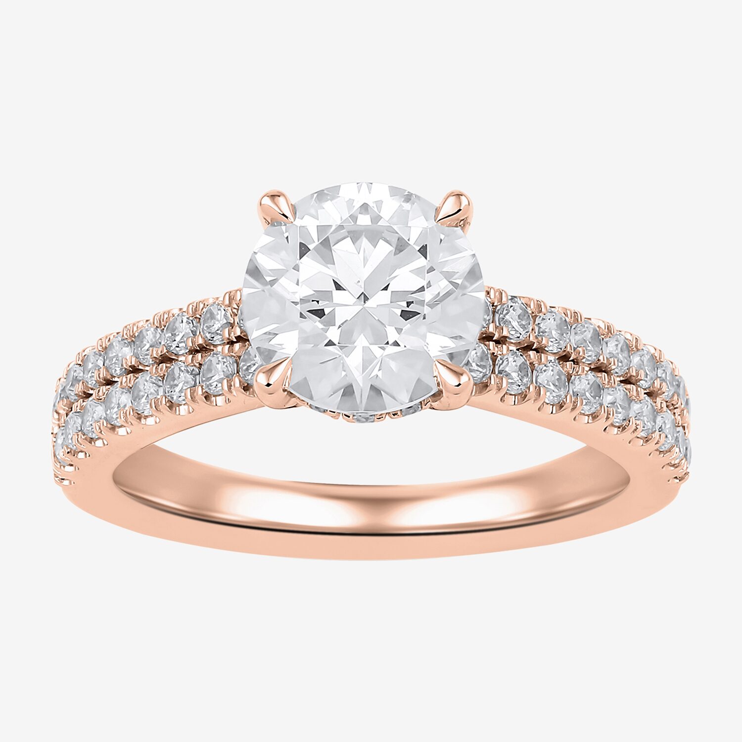 H-I / SI1-SI2) Womens / CT. T.W. Lab Grown White Diamond 10K or 14K Gold Round Side Stone Engagement Ring