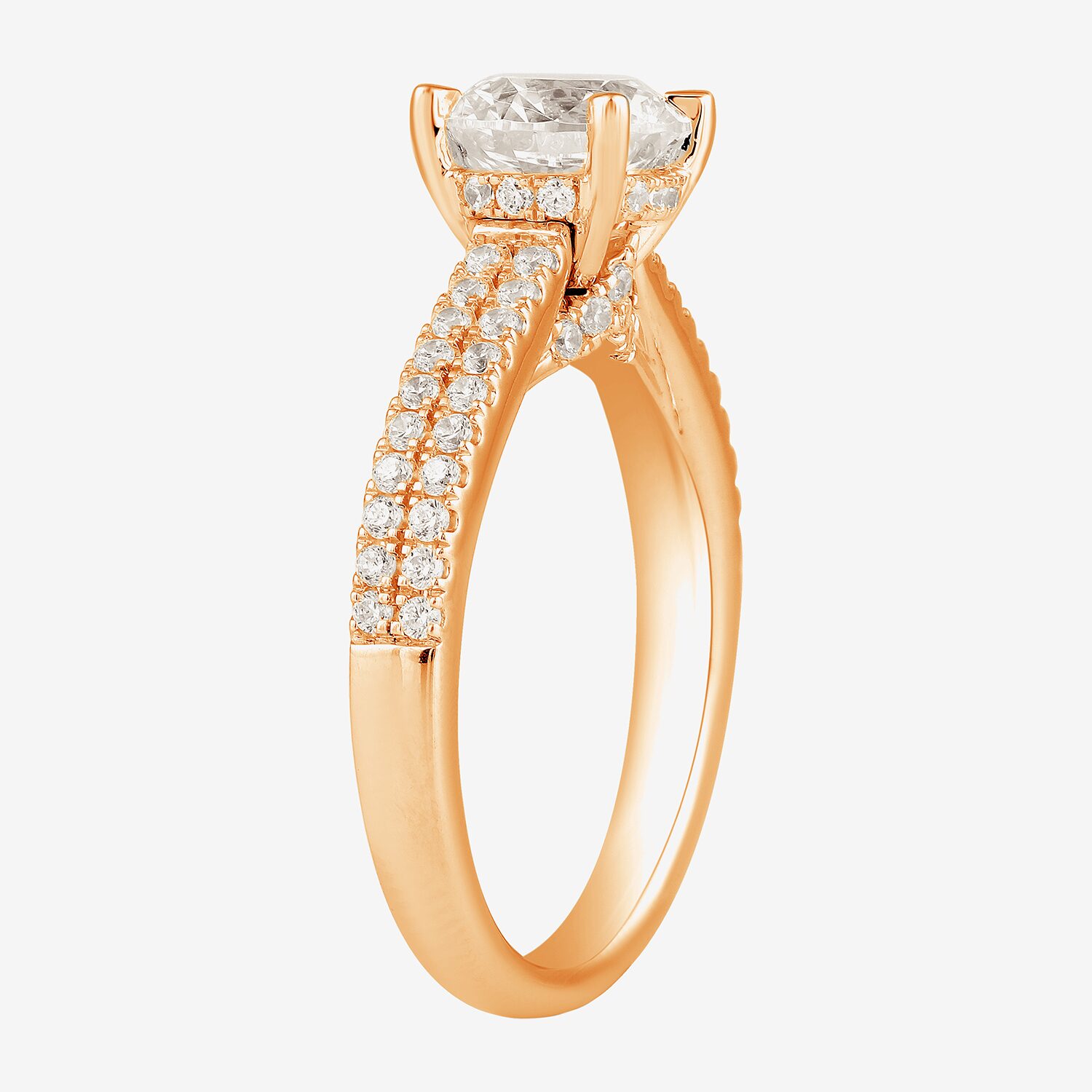 H-I / SI1-SI2) Womens CT. T.W. Lab Grown White Diamond 10K or 14K Gold Round Side Stone Engagement Ring