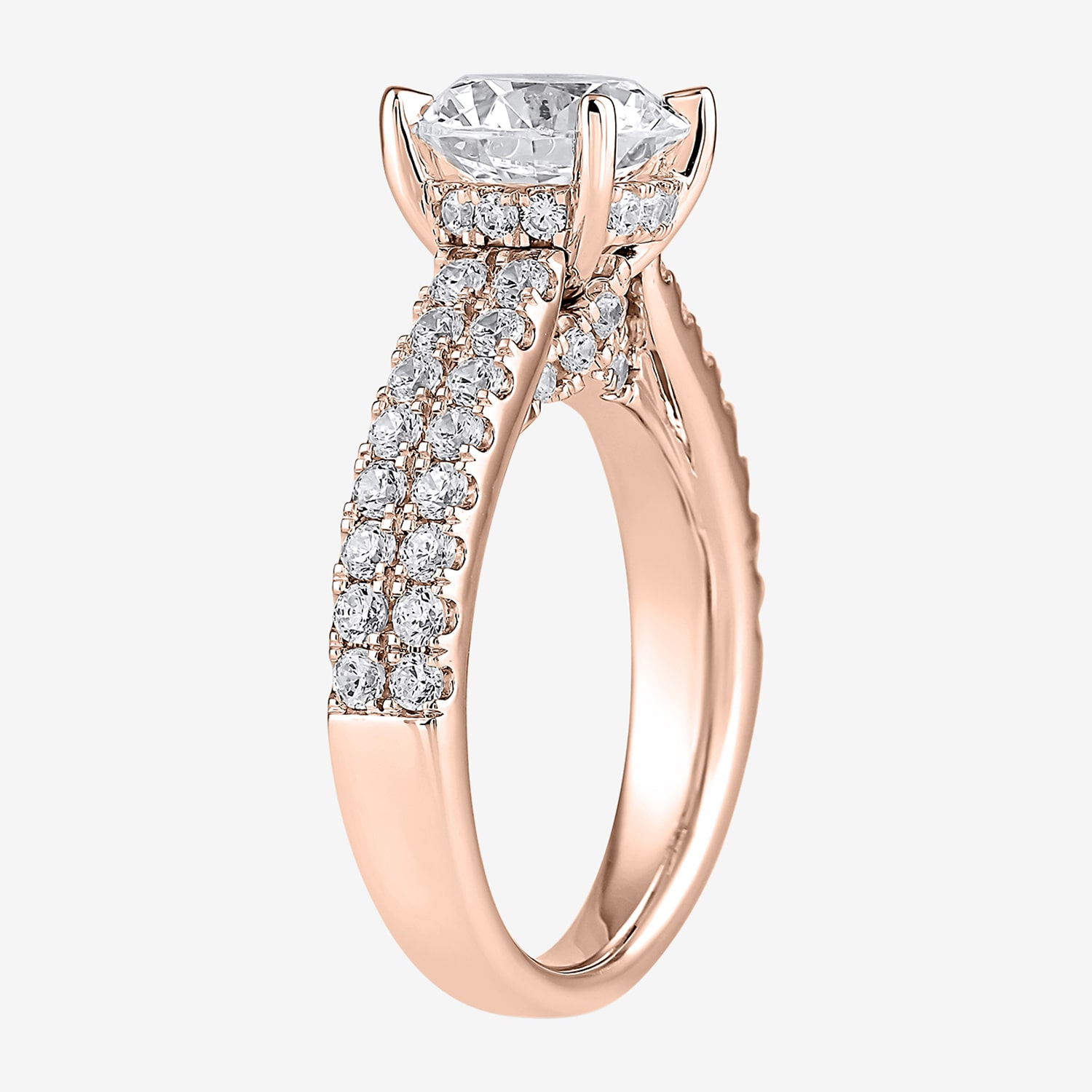 (H-I / SI1-SI2) Womens 3 CT. T.W. Lab Grown White Diamond 10K or 14K Gold Round Side Stone Engagement Ring