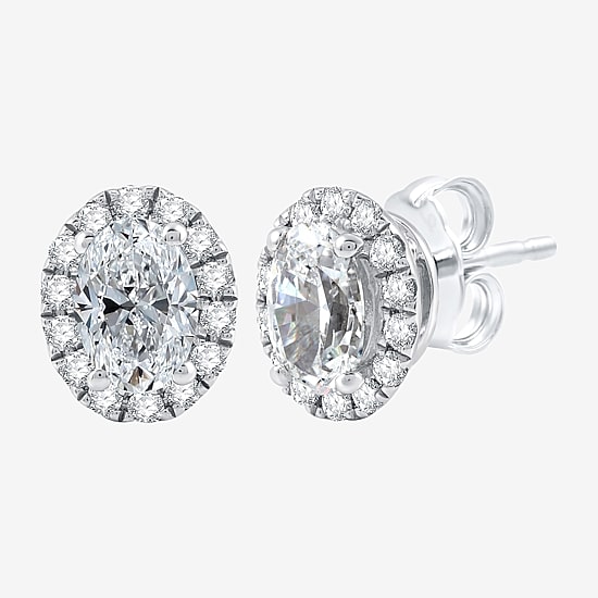 Ever Star (H-I / Si2-I1) 1 CT. T.W. Lab Grown White Diamond 10K Gold Oval Stud Earrings