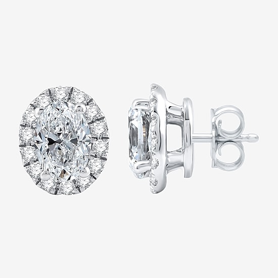 Ever Star (H-I / Si2-I1) 1 CT. T.W. Lab Grown White Diamond 10K Gold Oval Stud Earrings