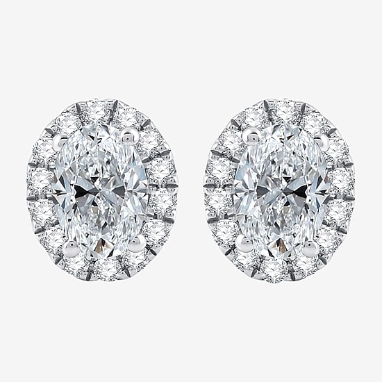 Ever Star (H-I / Si2-I1) 1 CT. T.W. Lab Grown White Diamond 10K Gold Oval Stud Earrings