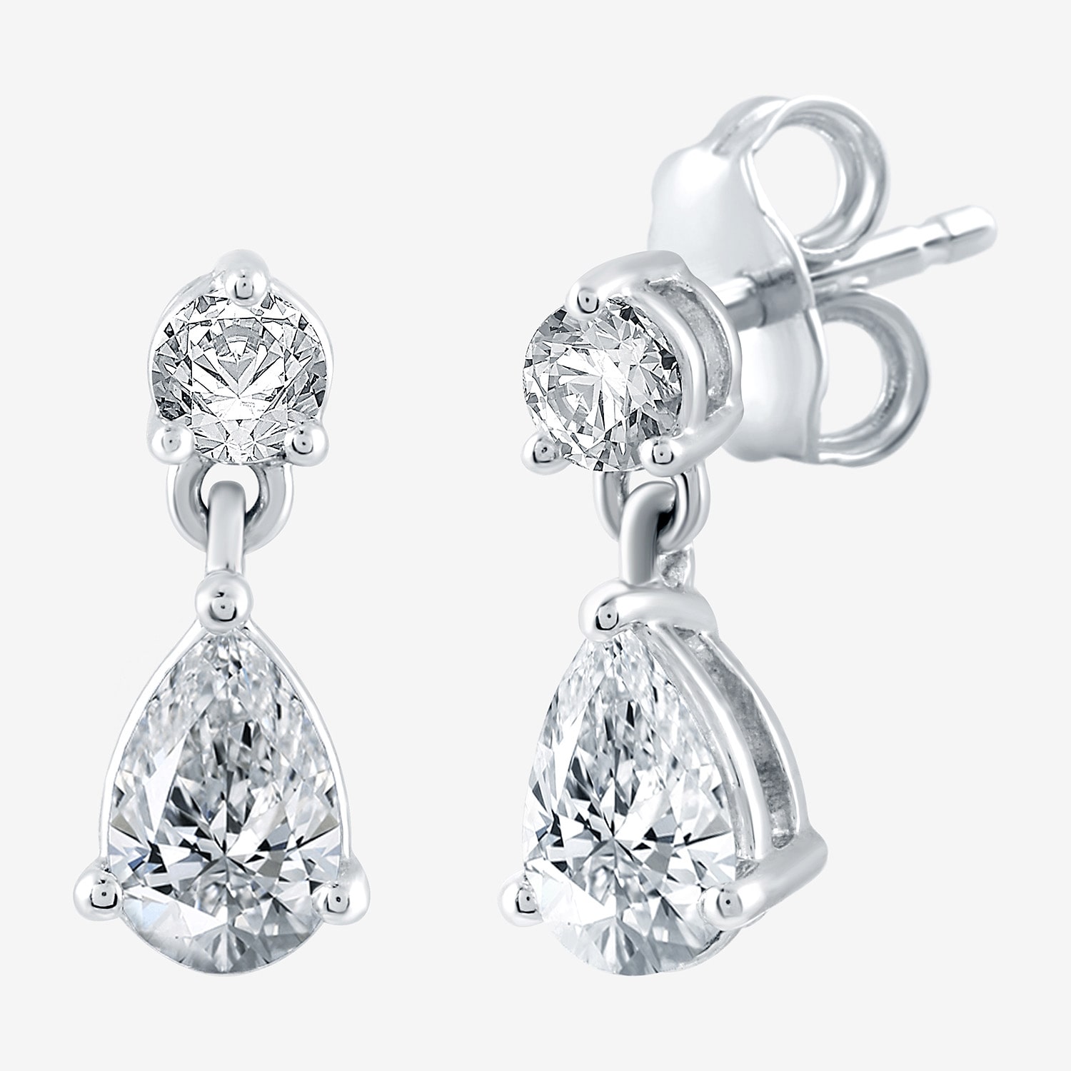 Ever Star (H-I / Si2-I1) Womens 1 CT. T.W. Lab Grown White Diamond 10K Gold Pear Drop Earrings