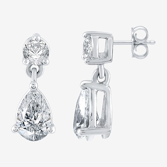 Ever Star (H-I / Si2-I1) Womens 1 CT. T.W. Lab Grown White Diamond 10K Gold Pear Drop Earrings