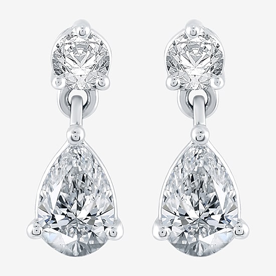 Ever Star (H-I / Si2-I1) Womens 1 CT. T.W. Lab Grown White Diamond 10K Gold Pear Drop Earrings