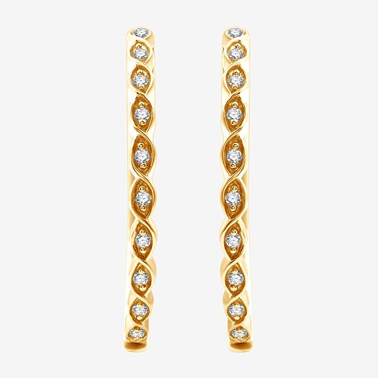 Womens 1/10 CT. T.W. Lab Grown White Diamond 14K Gold Over Silver Sterling Silver 22mm Hoop Earrings