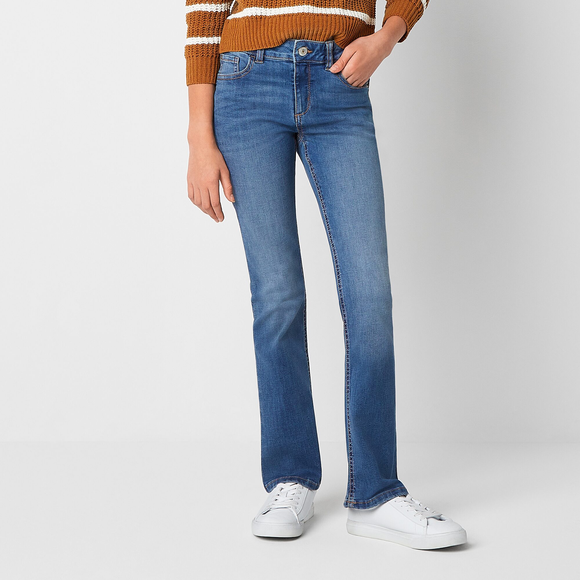Thereabouts Little & Big Kid Girls Adjustable Waist STRETCH FABRIC Superflex Mid Rise Regular Fit Bootcut Jean