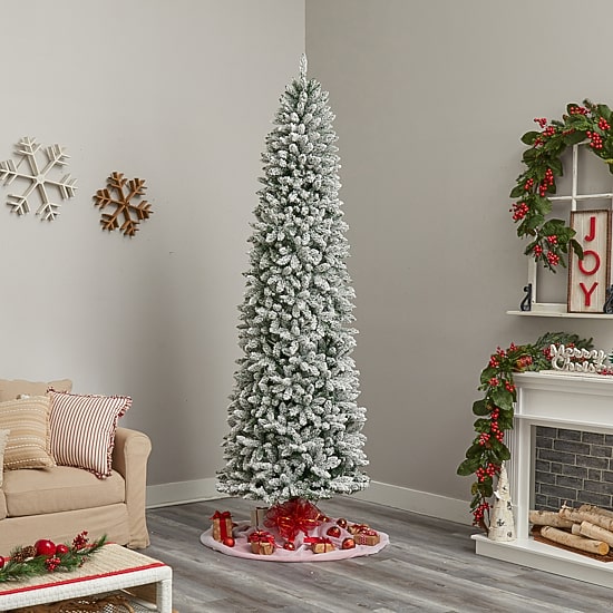 Nearly Natural Slim Faux Flocked Fir Christmas Tree