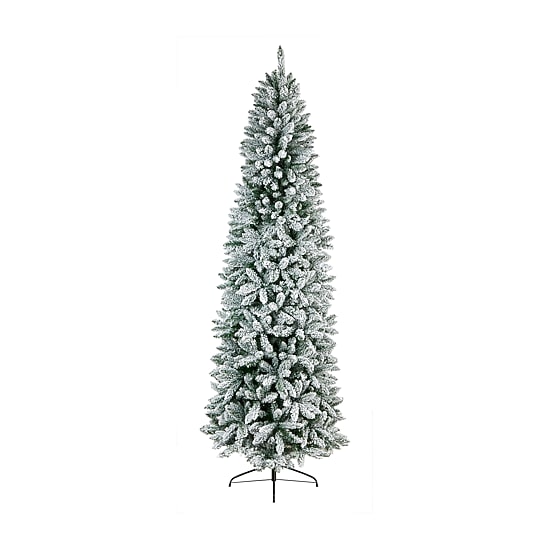 Nearly Natural Slim Faux Flocked Fir Christmas Tree