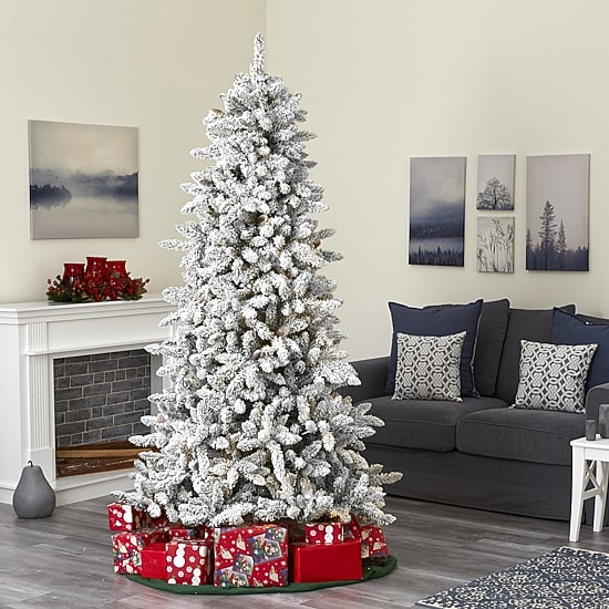 Nearly Natural Livingston Faux Flocked Fir Christmas Tree