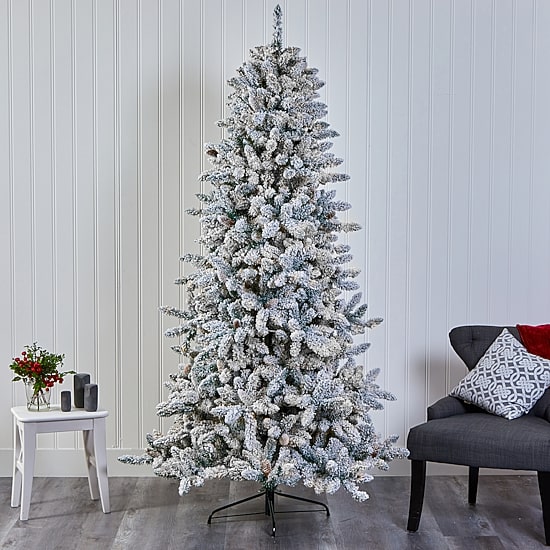 Nearly Natural Livingston Faux Flocked Fir Christmas Tree