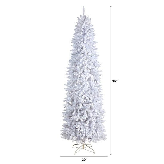 Nearly Natural Slim White Faux Fir Christmas Tree