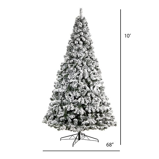 Nearly Natural Virginia Faux 10 Foot Flocked Fir Christmas Tree