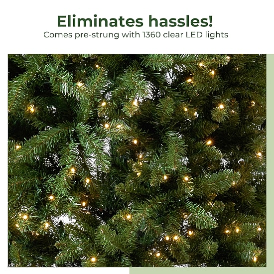 Nearly Natural Faux Slim 12 Foot Pre-Lit Pine Christmas Tree