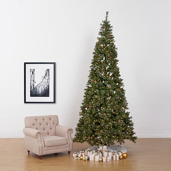 Nearly Natural Faux 11 Foot Pre-Lit Pine Christmas Tree
