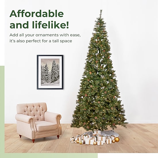 Nearly Natural Faux 11 Foot Pre-Lit Pine Christmas Tree