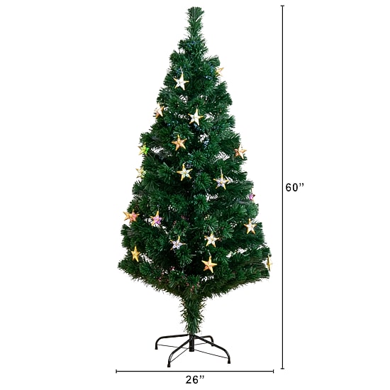 Nearly Natural Fiber Optic Faux 5 Foot Pre-Lit Pine Christmas Tree