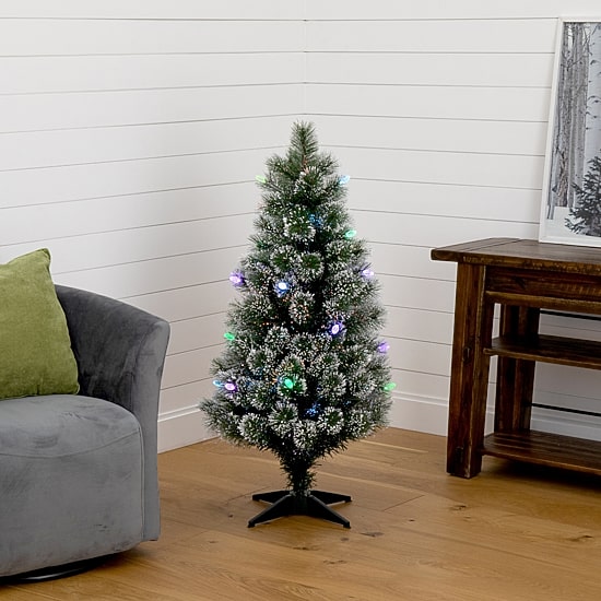 Nearly Natural Fiber Optic Faux 4 Foot Pre-Lit Pine Christmas Tree