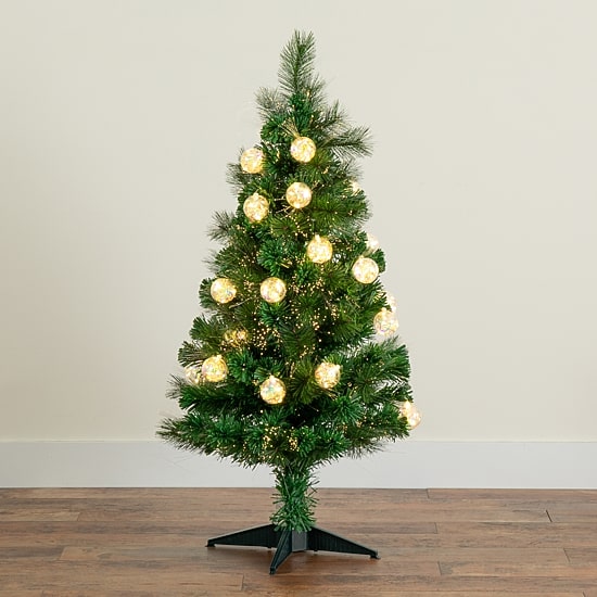 Nearly Natural Fiber Optic Faux 4 Foot Pre-Lit Pine Christmas Tree