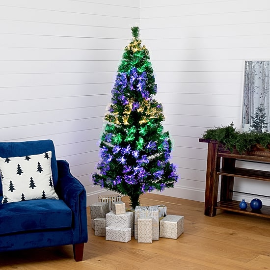 Nearly Natural Fiber Optic Faux 6 Foot Pre-Lit Pine Christmas Tree