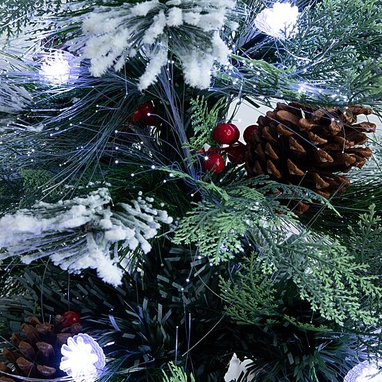 Nearly Natural Fiber Optic Faux 5 Foot Pre-Lit Flocked Pine Christmas Tree