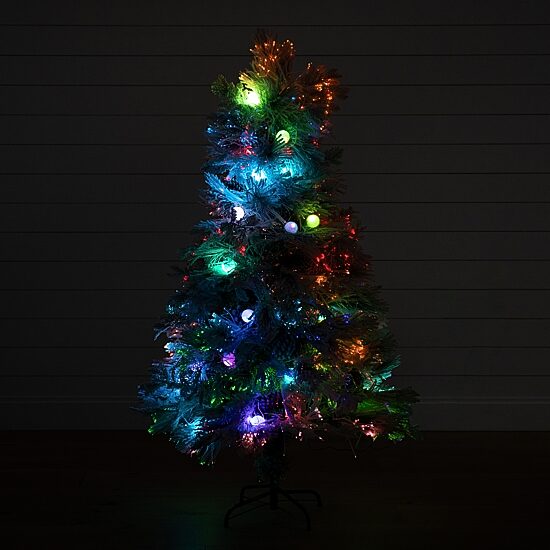 Nearly Natural Fiber Optic Faux 5 Foot Pre-Lit Flocked Pine Christmas Tree