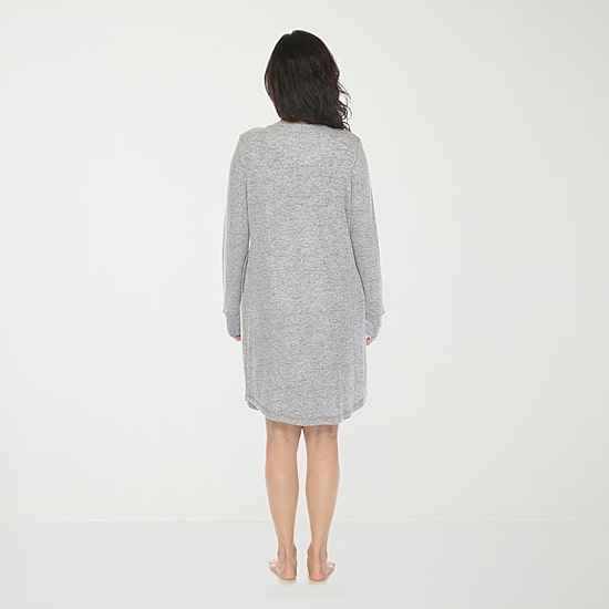 White Mark Womens Long Sleeve Round Neck Nightshirt