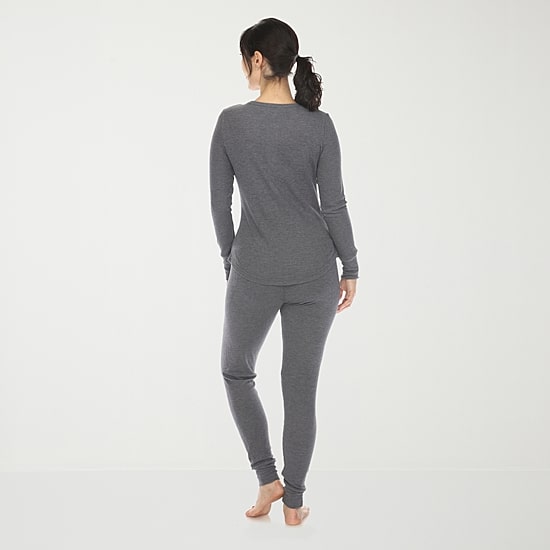 White Mark Womens Waffle Long Sleeve 2-pc. Pajama Set
