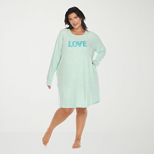 White Mark Womens Plus Long Sleeve Round Neck Nightgown, 3x-4x, Green