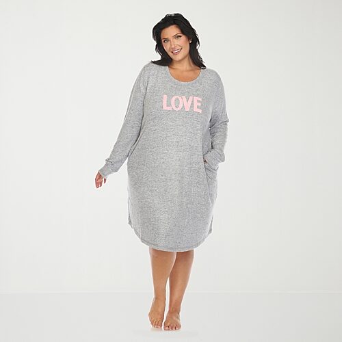 White Mark Womens Plus Long Sleeve Round Neck Nightgown, 3x-4x, Blue