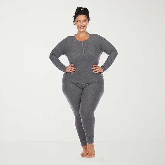 White Mark Womens Long Sleeve 2-pc. Plus Pajama Set