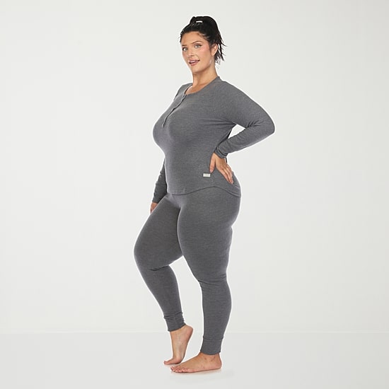 White Mark Womens Long Sleeve 2-pc. Plus Pajama Set