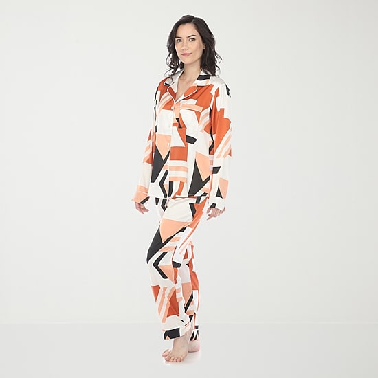 White Mark Womens Satin Long Sleeve 2-pc. Pajama Set