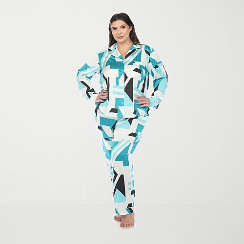 White Mark Womens Satin Long Sleeve 2-pc. Plus Pajama Set, 2x, Green
