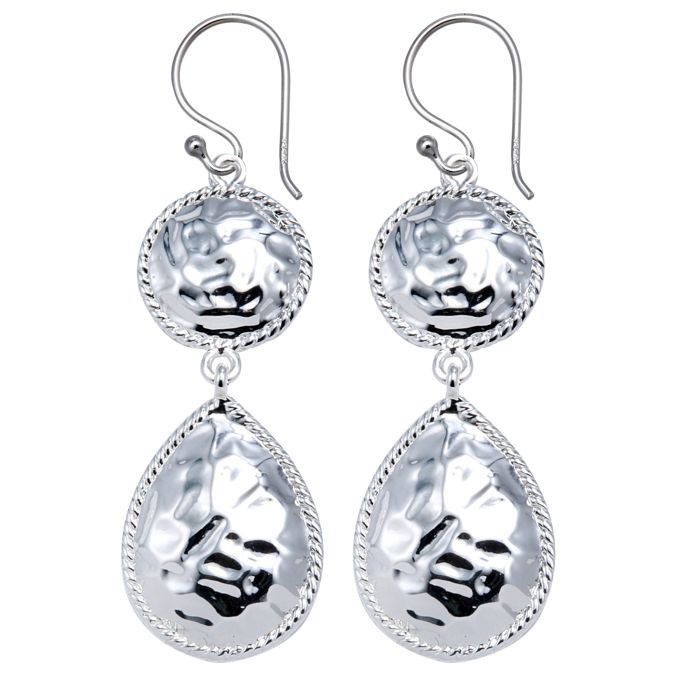 Hammered Teardrop Earrings Sterling Silver