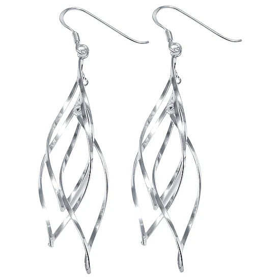 Sterling Silver Open Twist Drop Earrings
