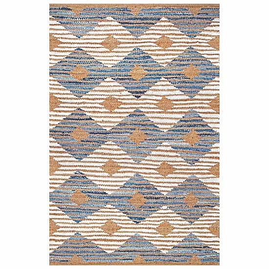 nuLoom Hand Braided Marla Denim And Jute DiamondsRug